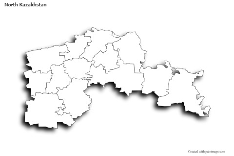 Mapas de muestra para Kazajistán Septentrional (blanco-negro,sombrío)