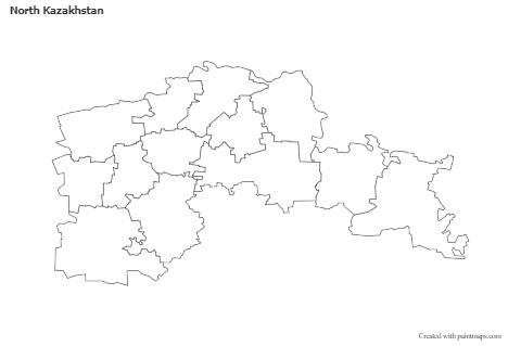 Mapas de muestra para Kazajistán Septentrional (blanco-negro)