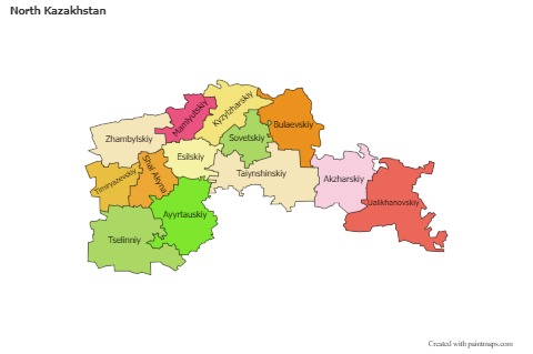 Mapas de muestra para Kazajistán Septentrional (azul)
