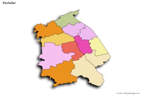 Contoh Peta untuk Pavlodar (berwarna,bayangan)