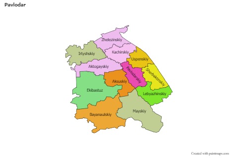 Contoh Peta untuk Pavlodar (biru,garis luar,bayangan)