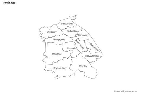 Contoh Peta untuk Pavlodar (merah jambu,garis besar)