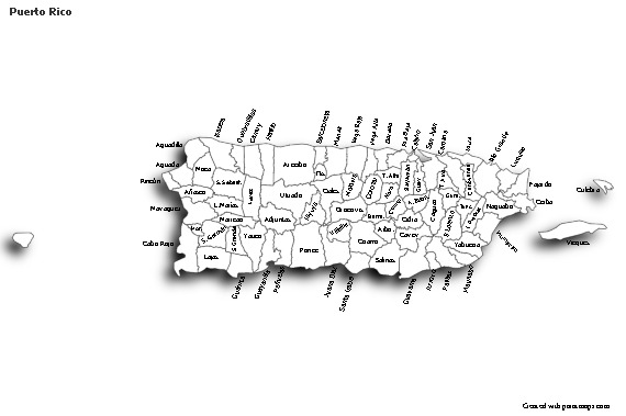 Contoh Peta untuk Puerto Rico (hitam-putih,bayangan)