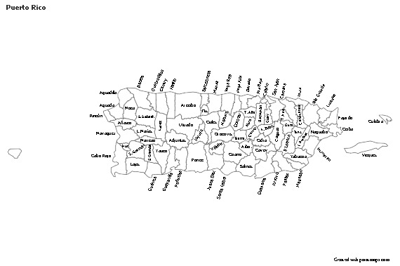 Contoh Peta untuk Puerto Rico (hitam-putih)