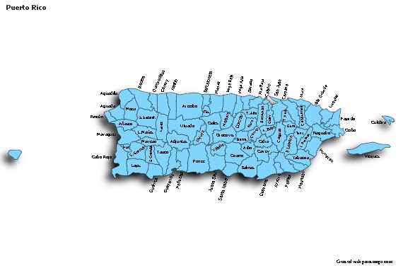 Contoh Peta untuk Puerto Rico (biru,bayangan)