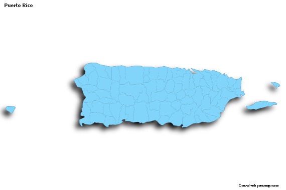 Contoh Peta untuk Puerto Rico (biru,garis luar,bayangan)