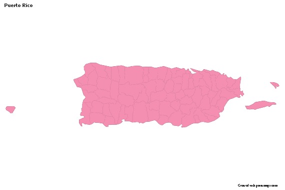 Contoh Peta untuk Puerto Rico (merah jambu,garis besar)