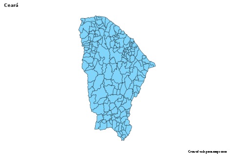 Mapas de muestra para Ceará (azul,contorno,sombrío)