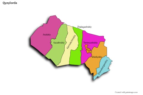 Sample Maps for Qyzylorda (colored,shadowy)