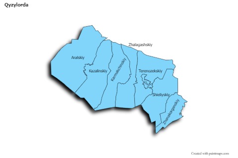 Sample Maps for Qyzylorda (blue,outline,shadowy)