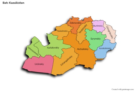 Contoh Peta untuk West Kazakhstan (berwarna,bayangan)