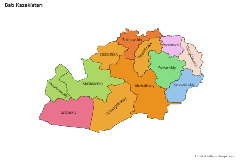 Contoh Peta untuk West Kazakhstan (hitam-putih,bayangan)