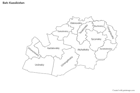 Contoh Peta untuk West Kazakhstan (biru,bayangan)