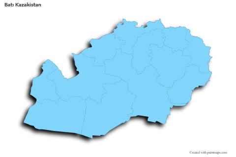 Contoh Peta untuk West Kazakhstan (biru,garis luar,bayangan)