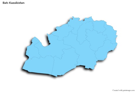 Contoh Peta untuk West Kazakhstan (merah jambu,garis besar)
