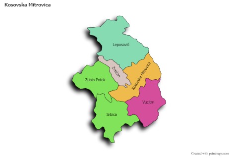 Contoh Peta untuk Kosovska Mitrovica (berwarna,bayangan)