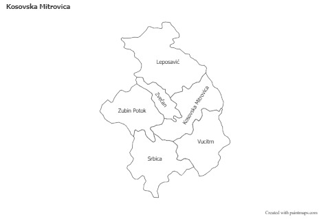 Contoh Peta untuk Kosovska Mitrovica (hitam-putih)