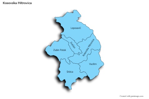 Contoh Peta untuk Kosovska Mitrovica (biru,bayangan)
