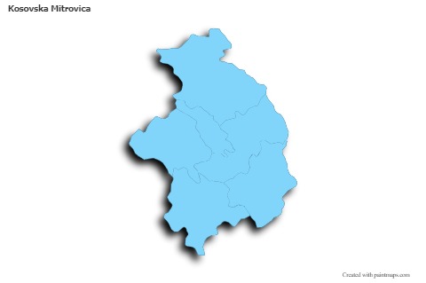 Contoh Peta untuk Kosovska Mitrovica (biru,garis luar,bayangan)