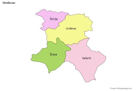 Contoh Peta untuk Uroševac (berwarna)