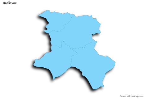 Contoh Peta untuk Uroševac (biru,garis luar,bayangan)
