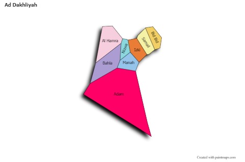 Mapas de muestra para Ad Dakhliyah (coloreado,sombrío)