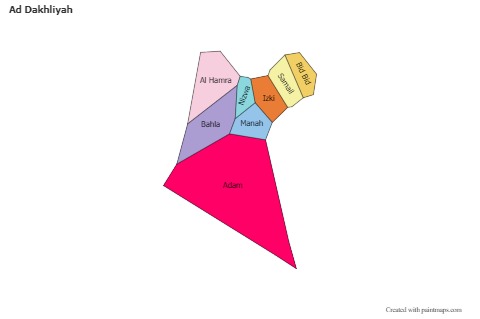 Mapas de muestra para Ad Dakhliyah (coloreado)