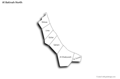 Sample Maps for Al Batinah North (black-white,shadowy)