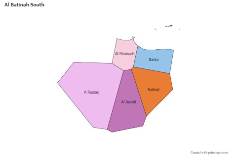 Al Batinah South için Örnek Haritalar (renkli)