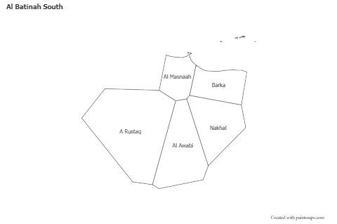 Al Batinah South için Örnek Haritalar (siyah-beyaz)