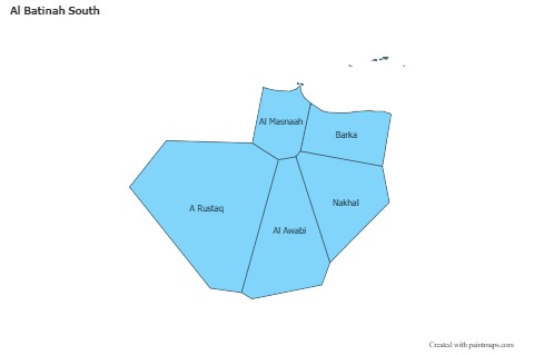 Al Batinah South için Örnek Haritalar (mavi)