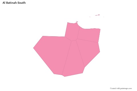Al Batinah South için Örnek Haritalar (pembe,anahat)