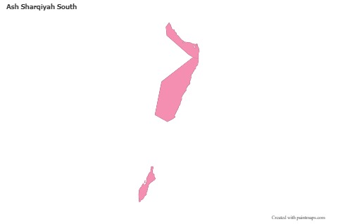 Contoh Peta untuk Ash Sharqiyah South (merah jambu,garis besar)