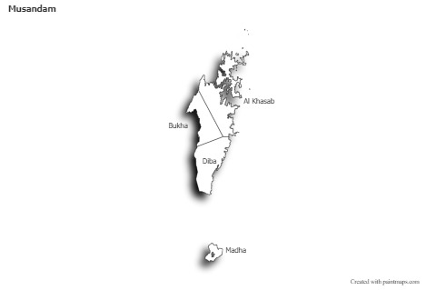 Sample Maps for Musandam (black-white,shadowy)
