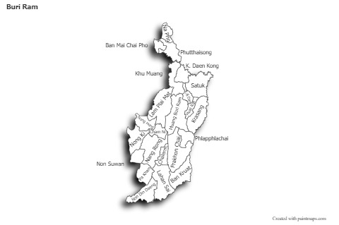 Mapas de muestra para Buri Ram (blanco-negro,sombrío)