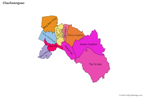 Mapas de muestra para Chachoengsao (coloreado)