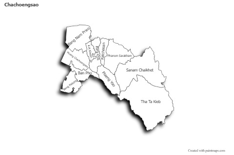 Mapas de muestra para Chachoengsao (blanco-negro,sombrío)