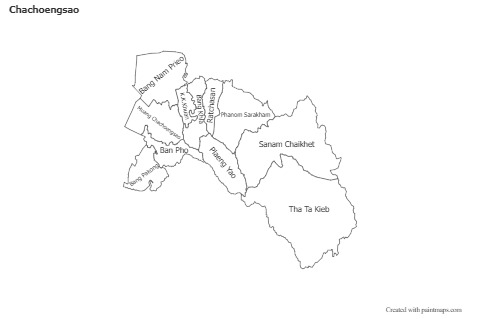 Mapas de muestra para Chachoengsao (blanco-negro)