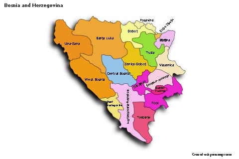 Sample Maps for Bosnia and Herzegovina (colored,shadowy)