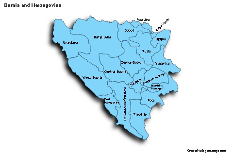 Sample Maps for Bosnia and Herzegovina (blue,shadowy)
