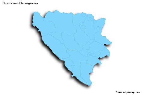 Sample Maps for Bosnia and Herzegovina (blue,outline,shadowy)