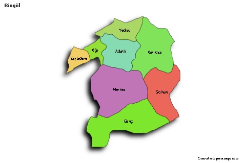 Sample Maps for Bingöl (colored,shadowy)
