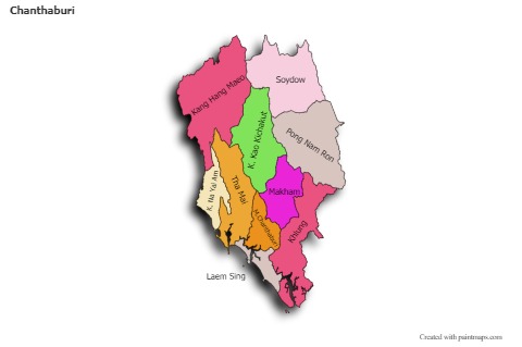 Mapas de muestra para Chanthaburi (coloreado,sombrío)