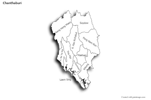 Mapas de muestra para Chanthaburi (blanco-negro,sombrío)