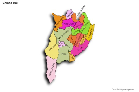 Mapas de muestra para Chiang Rai (coloreado,sombrío)