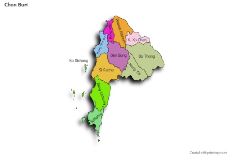Sample Maps for Chon Buri (colored,shadowy)