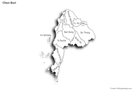 Sample Maps for Chon Buri (black-white,shadowy)