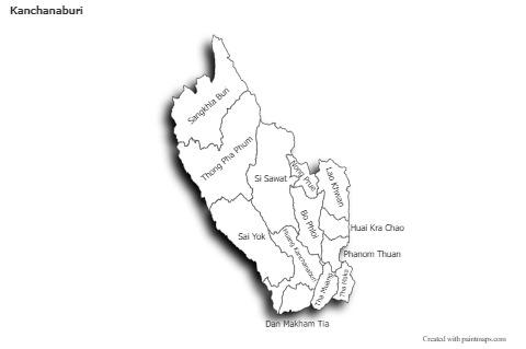 Sample Maps for Kanchanaburi (black-white,shadowy)