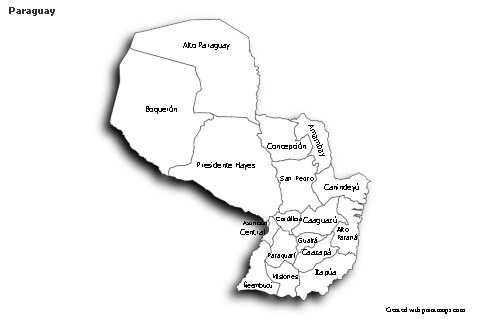 Paraguay için Örnek Haritalar (siyah-beyaz,gölgeli)