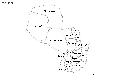 Paraguay için Örnek Haritalar (siyah-beyaz)